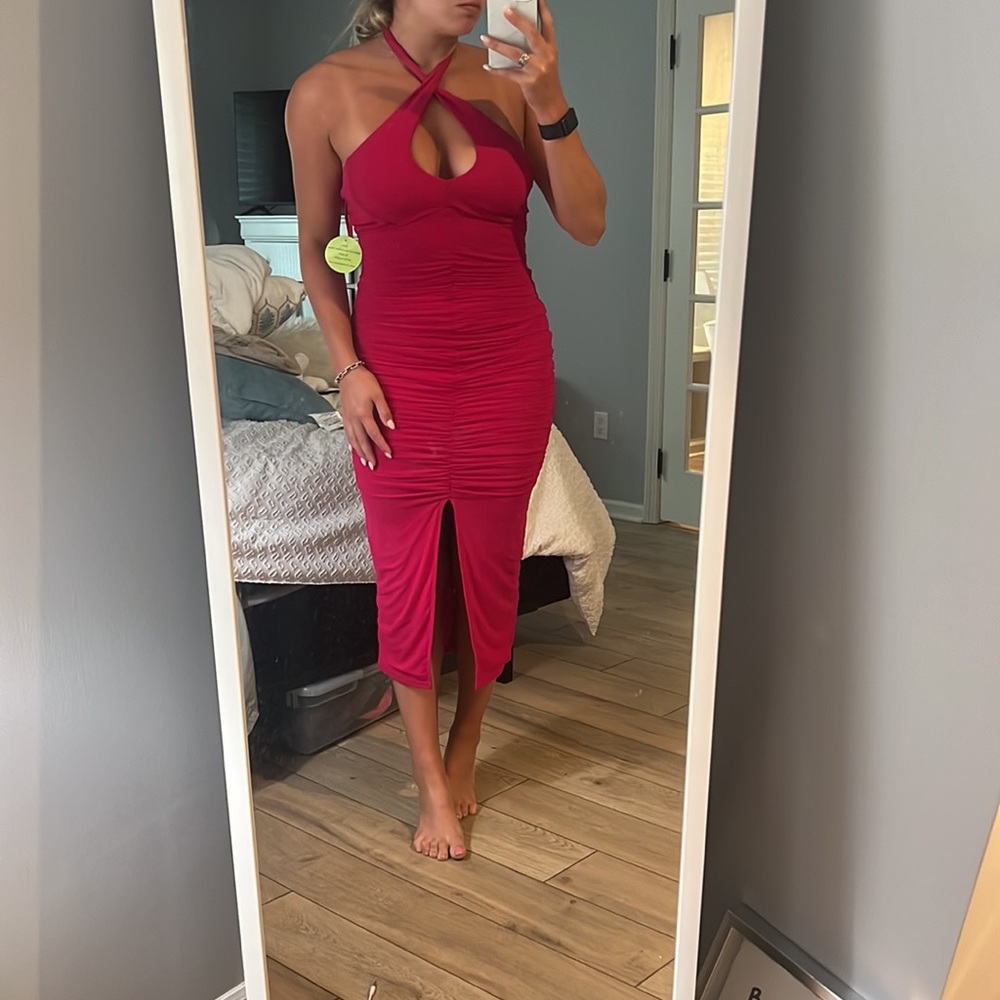 New fuschia midi cocktail dress